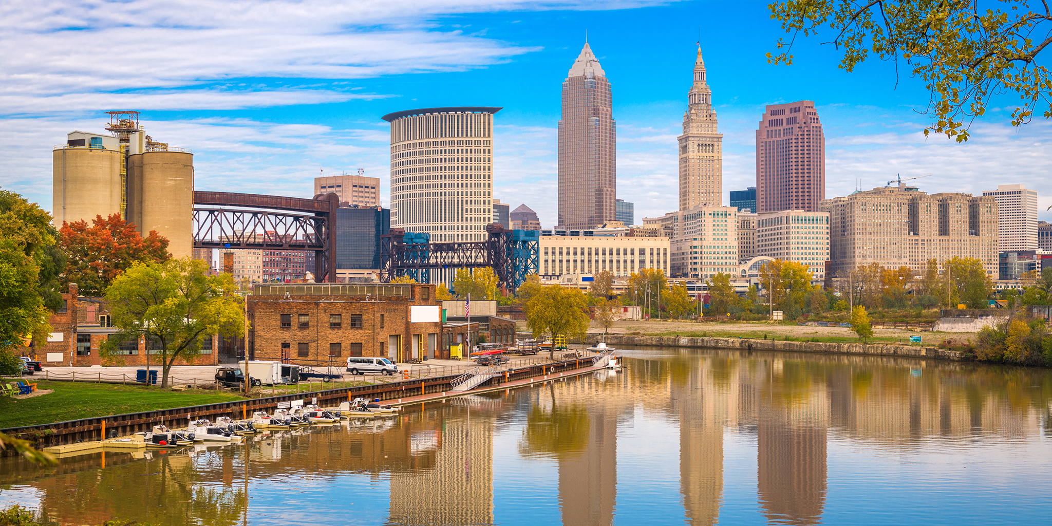 Cuyahoga River with Cleveland skyline