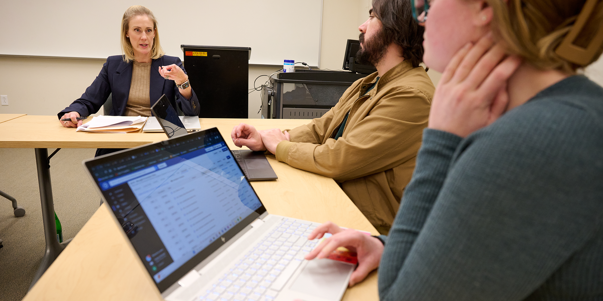 CSU College of Law's Wrongful Conviction Clinic Director Laura Greig with CSU students